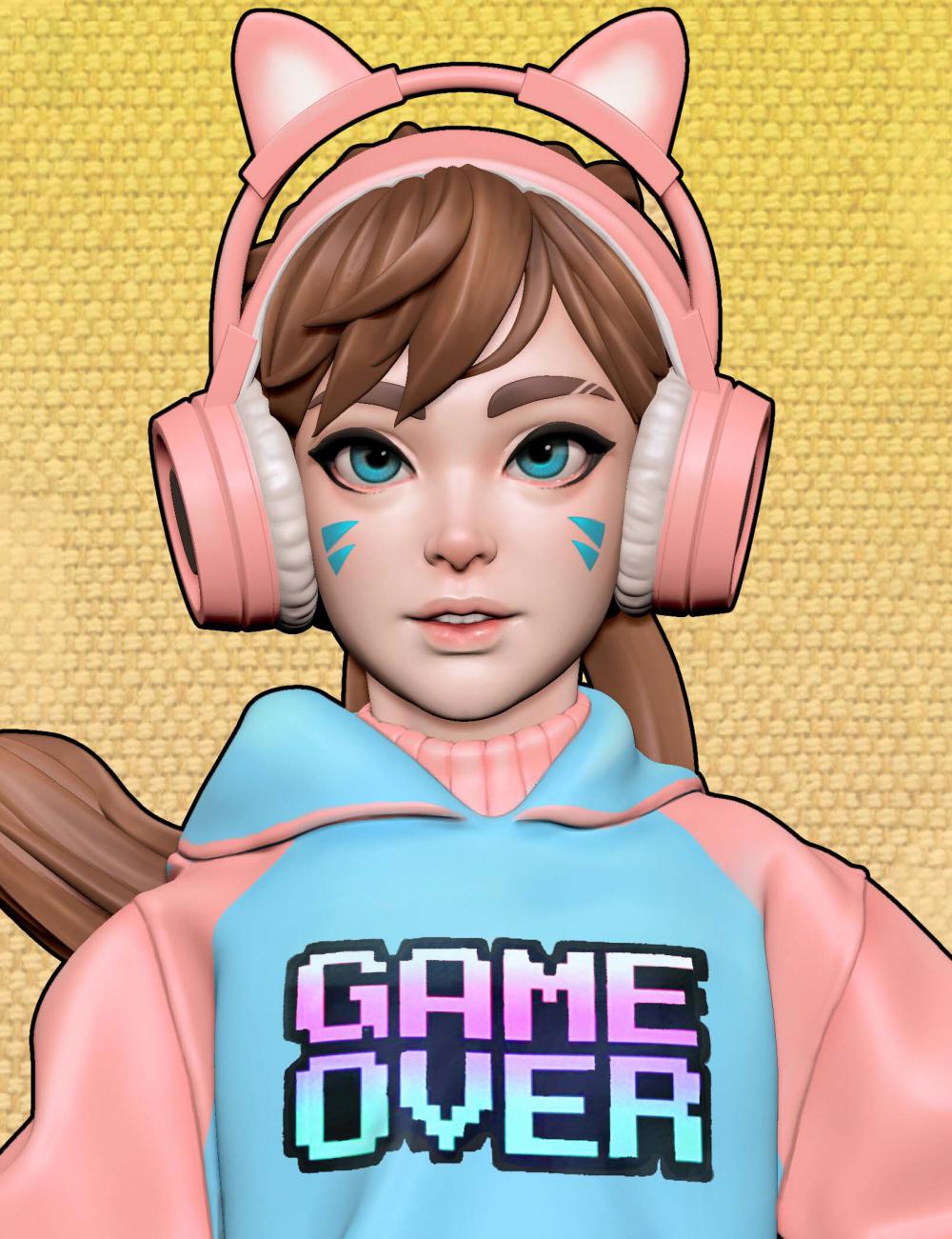 游戲女孩3D打印模型