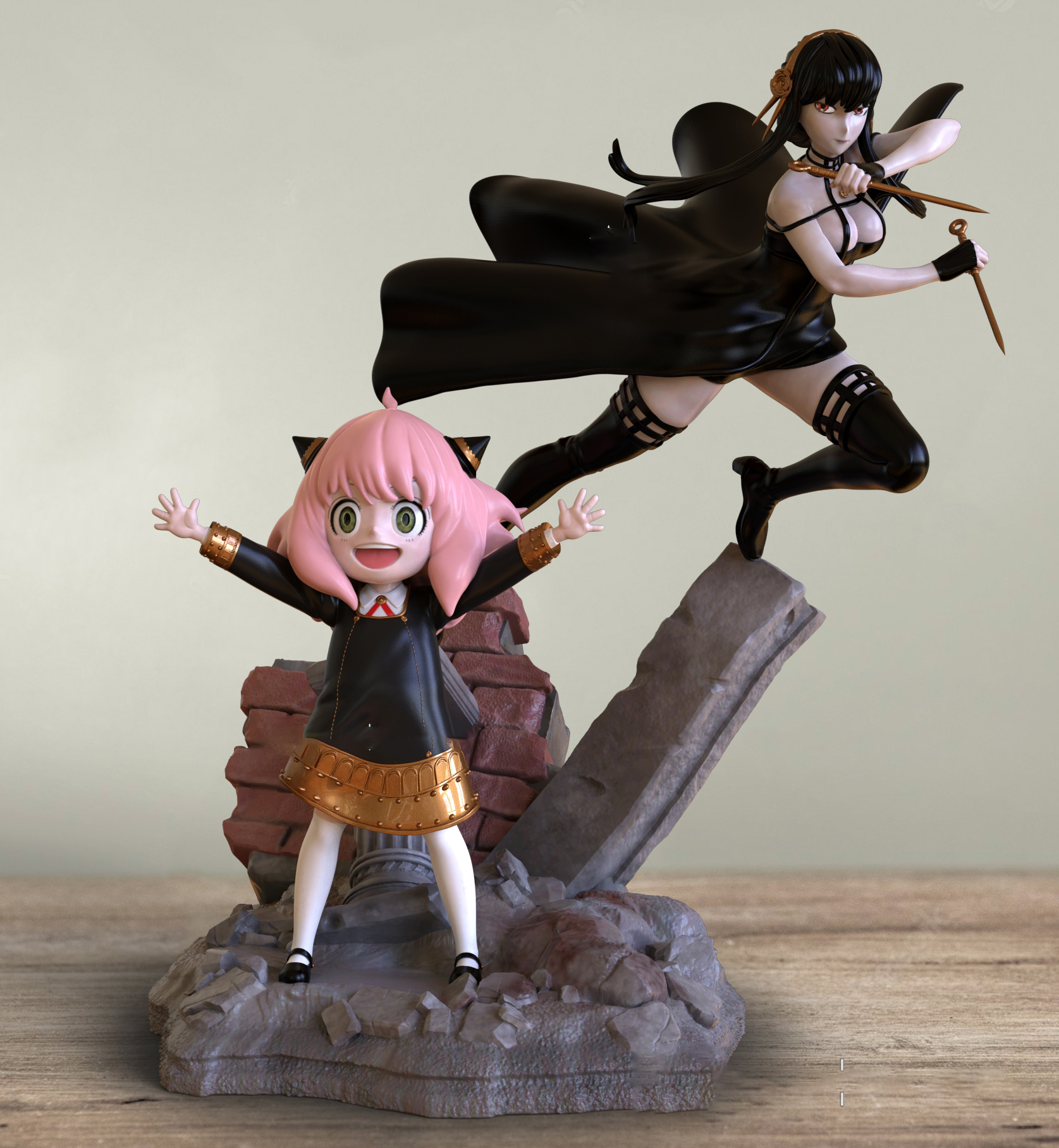 約爾太太和阿尼亞3D打印模型