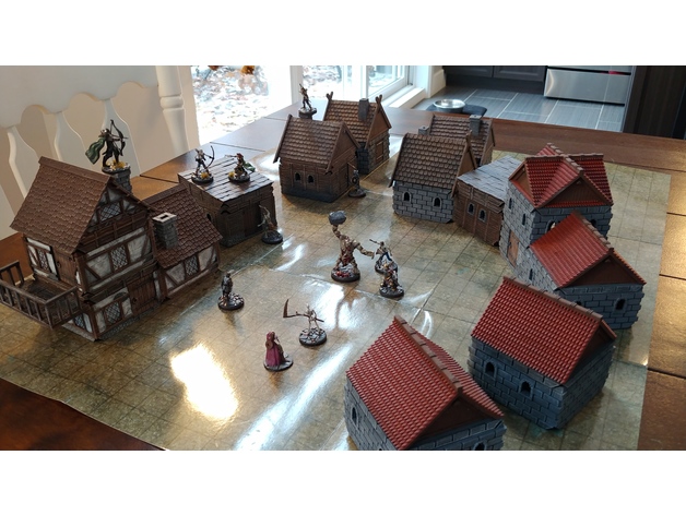 中世紀城堡教堂帶人物場景3D打印模型