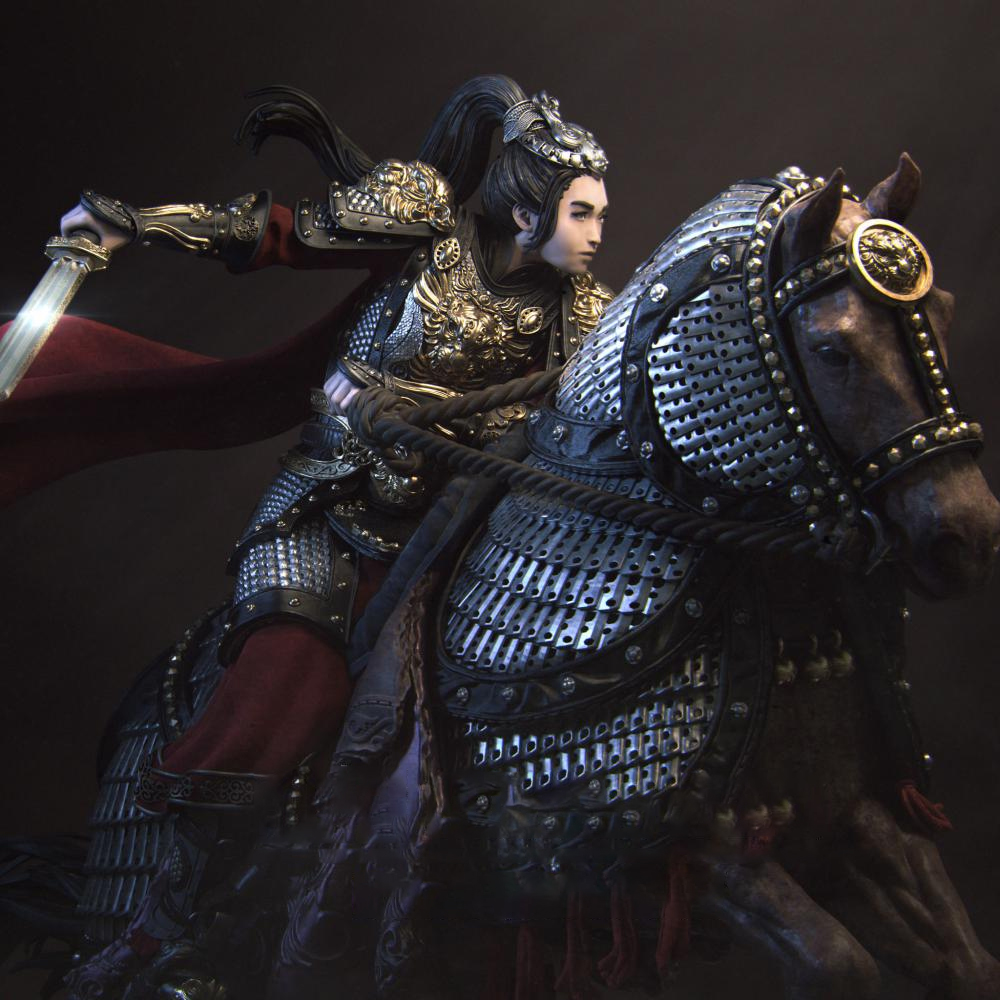 關(guān)嫣 女將軍 騎馬沖鋒版 國風(fēng)3D打印模型