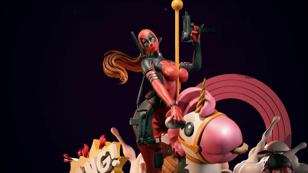 女死侍含場景3D打印模型