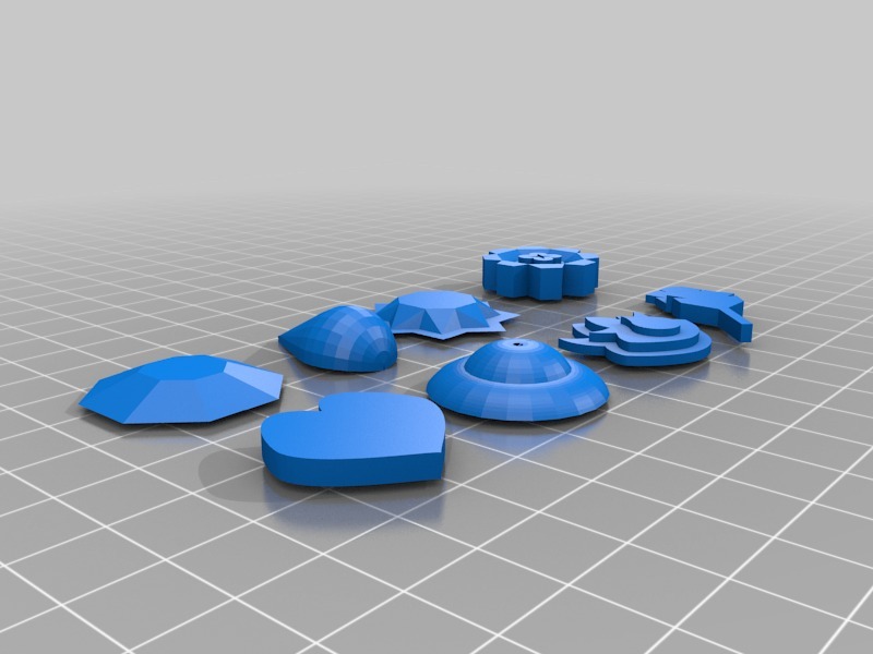 口袋妖怪游戲關(guān)東地區(qū)道館徽章3D打印模型