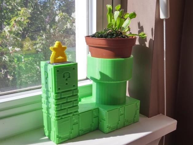 超級馬里奧自動澆水花盆3D打印模型