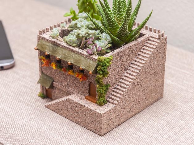 迷你別墅花盆3D打印模型