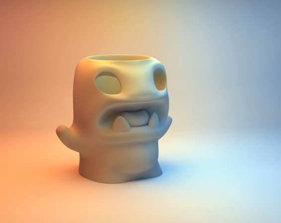 怪物筆筒3D打印模型