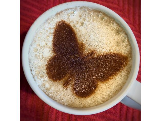 蝴蝶咖啡裝飾模板3D打印模型