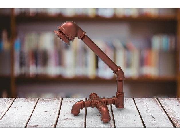 個性工業(yè)管道造型臺燈3D打印模型