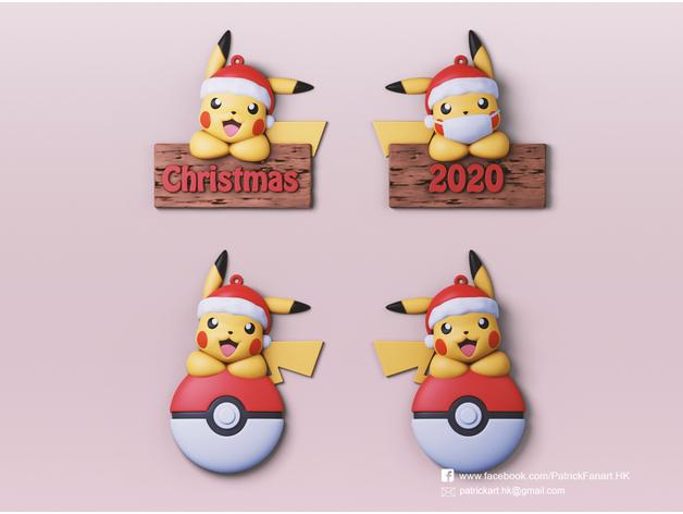 圣誕節(jié)戴口罩的皮卡丘3D打印模型