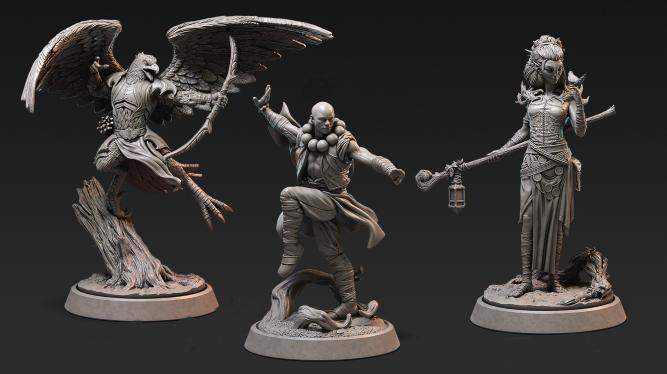 3個種族的半身像3D打印模型