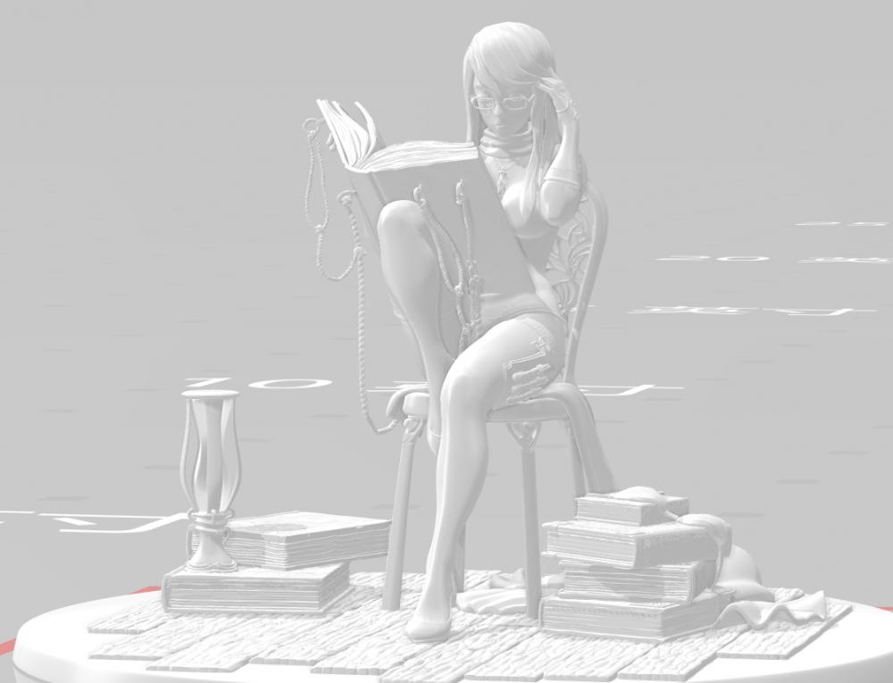 看書小姐姐3D打印模型