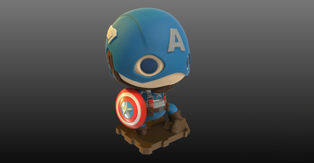 美國隊(duì)長Q版3D打印模型