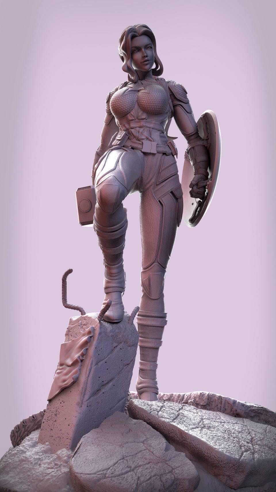 女版美隊和鋼鐵俠3D打印模型