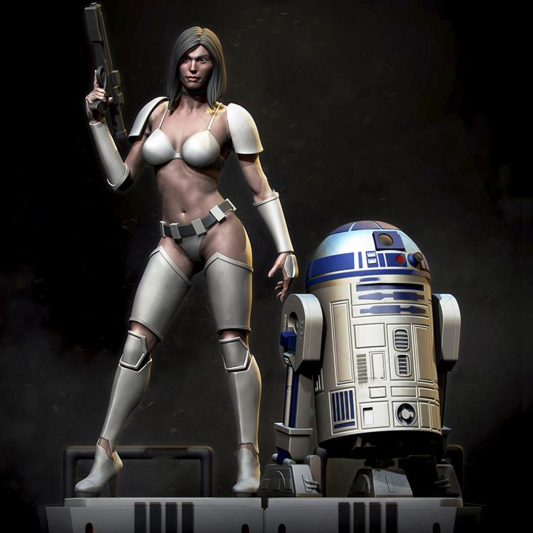 星際-女兵與機器人R23D打印模型