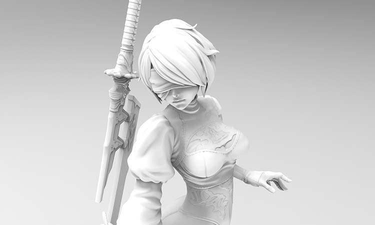 尼爾2B小姐姐華麗持刀版3D打印模型