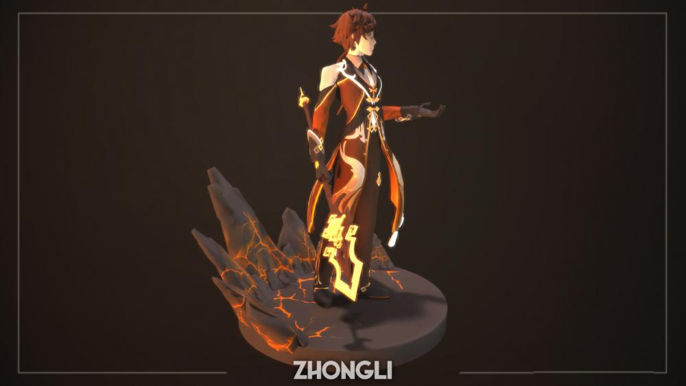 原神 鐘離3D打印模型