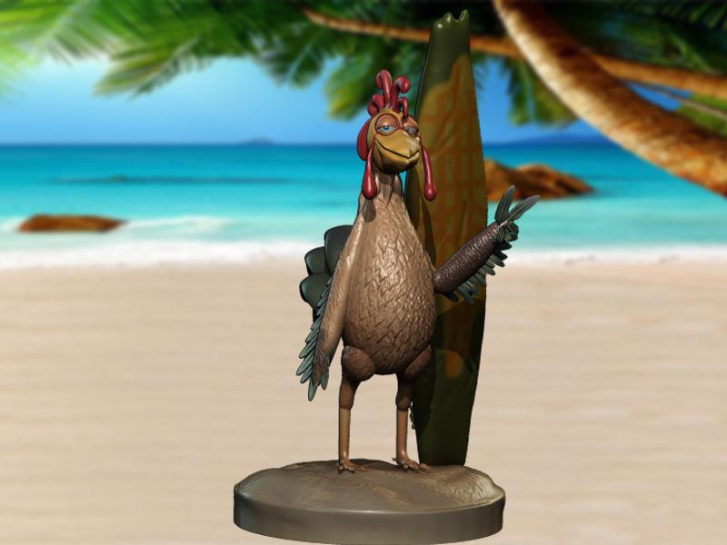海洋奇緣 憨憨公雞3D打印模型