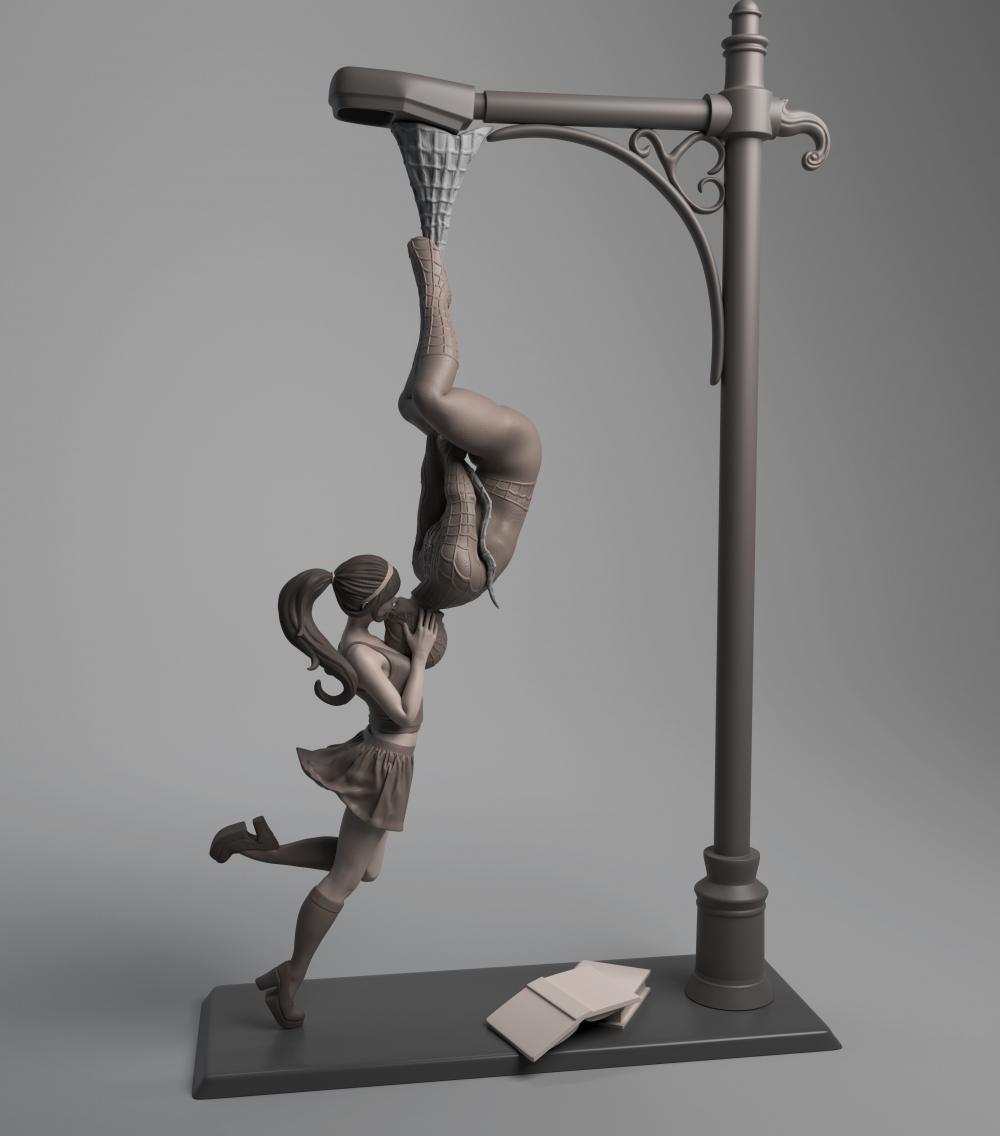 蜘蛛俠與女友的邂逅3D打印模型