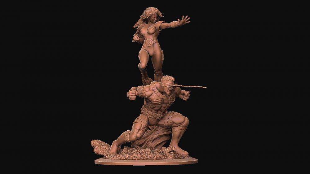 鐳射眼與鳳凰女 X戰(zhàn)警3D打印模型