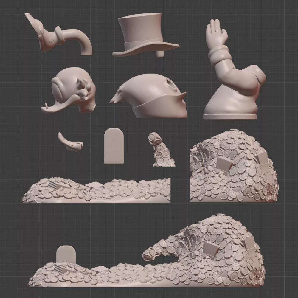 金堆里的唐老鴨3D打印模型