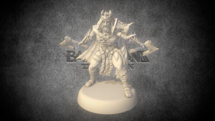 手持雙斧的野蠻人3D打印模型