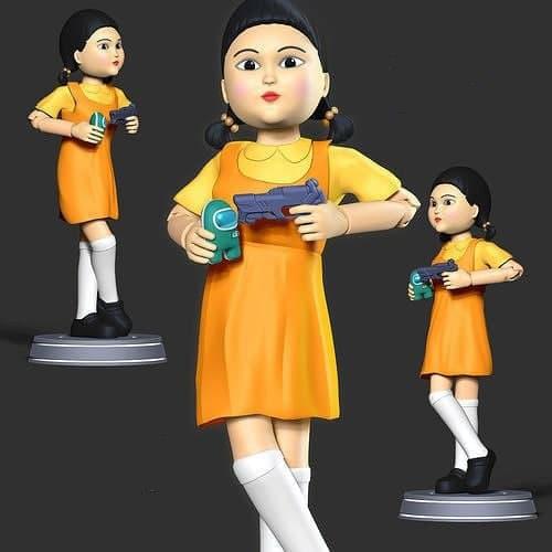 魷魚游戲 木頭人人偶3D打印模型