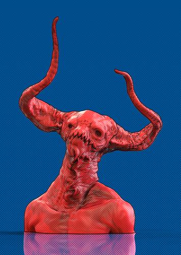 有角的怪獸3D打印模型