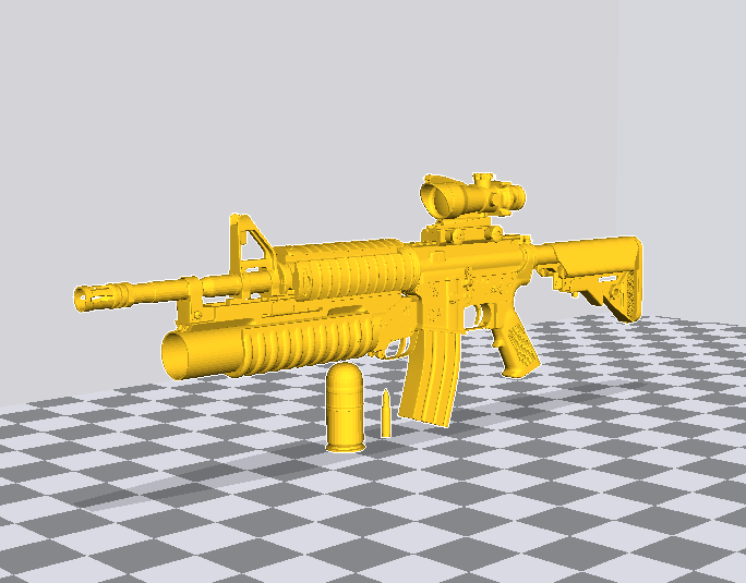 M4A1突擊步槍+榴彈發(fā)射器3D打印模型