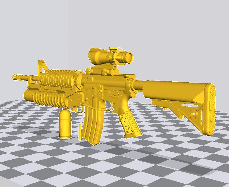 M4A1突擊步槍+榴彈發(fā)射器3D打印模型