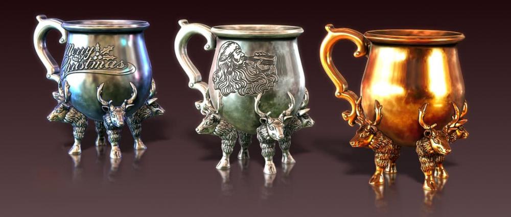 圣誕老人精致杯子3D打印模型