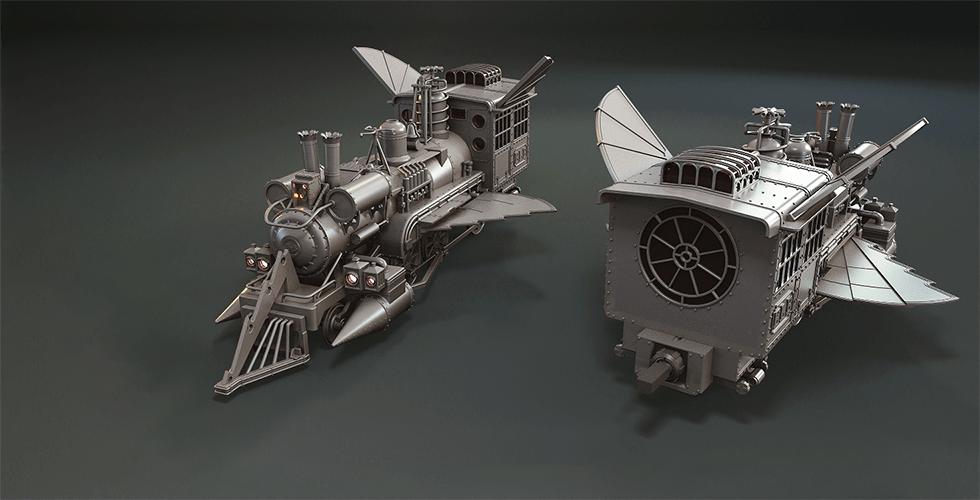 德國(guó)蒸汽火車頭3D打印模型