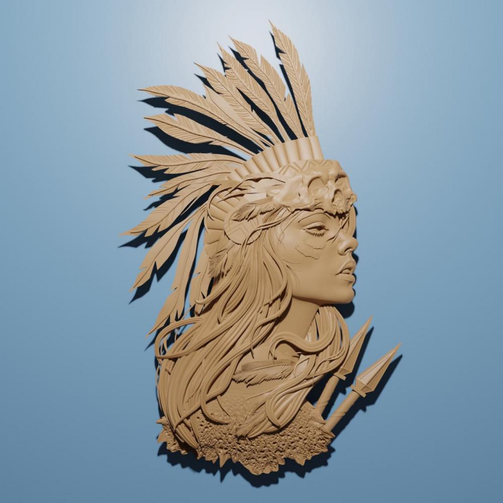 印第安女孩 頭雕3D打印模型