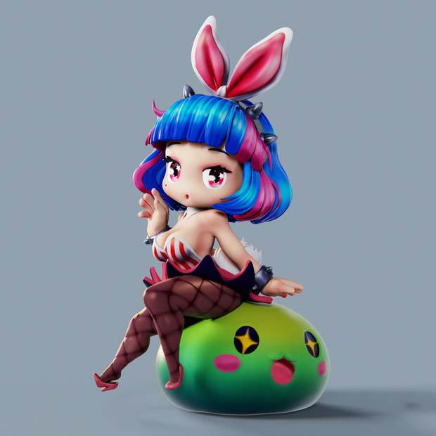 冒險島 兔女郎 Q版3D打印模型