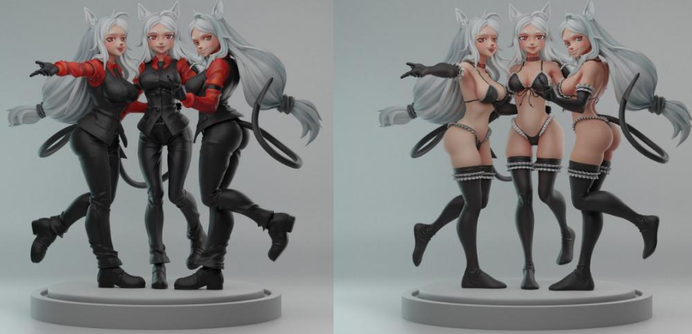 地獄把妹王 刻耳柏洛斯(制服/比基尼)3D打印模型