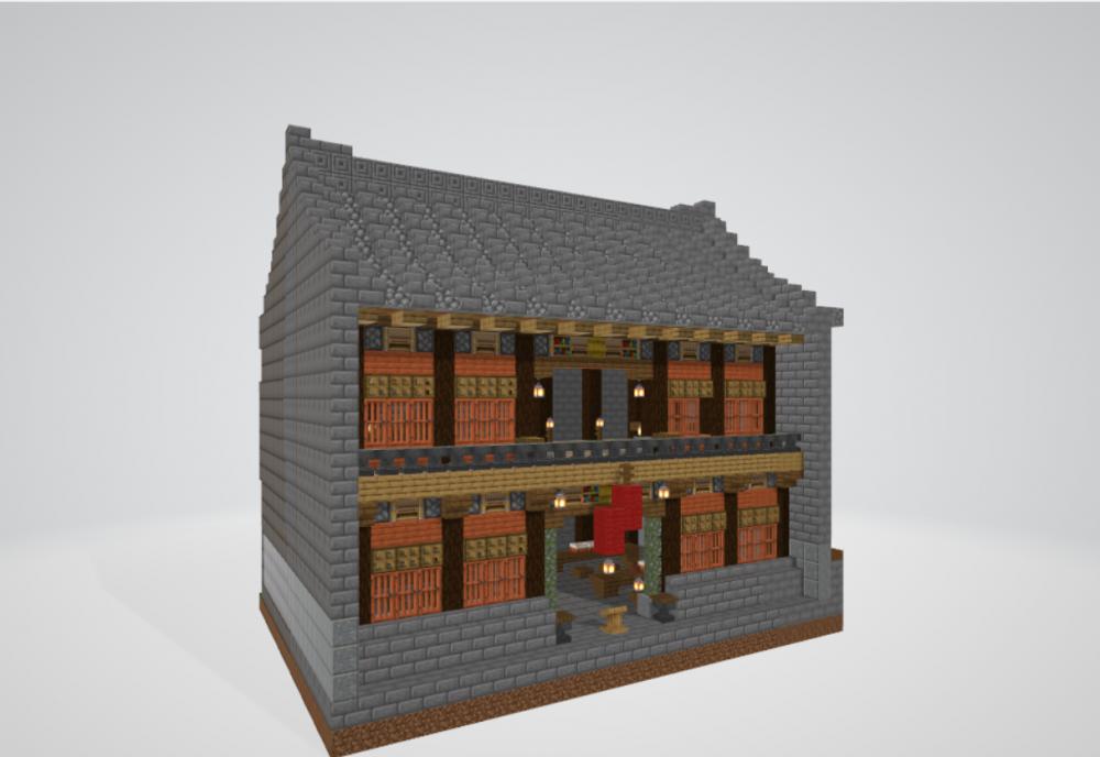 我的世界古建筑二層民房3D打印模型
