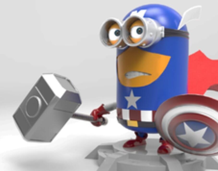 小黃人COS美國(guó)隊(duì)長(zhǎng)3D打印模型