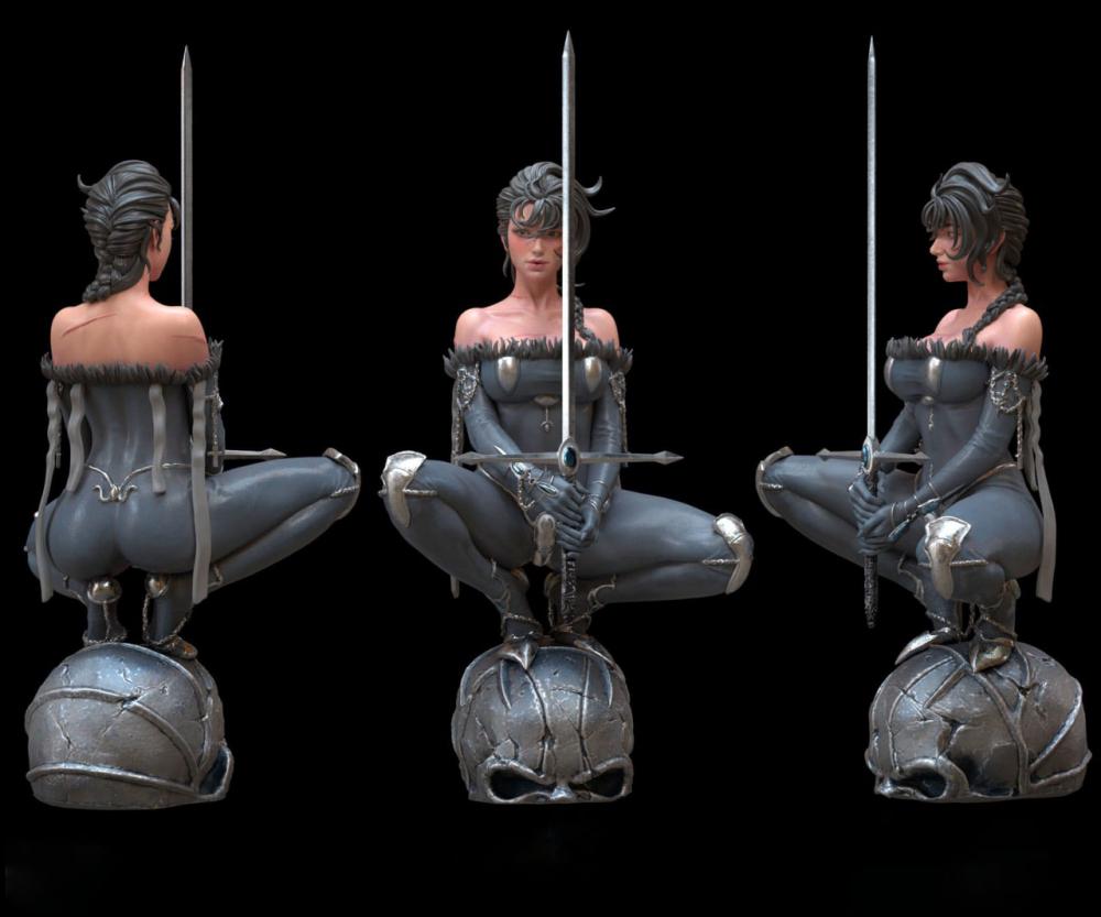 持劍美女3D打印模型