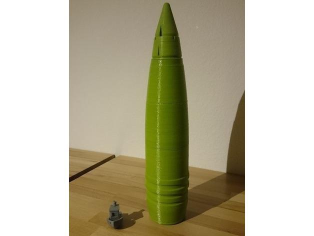 真實(shí)比例二戰(zhàn)德國(guó)88mmFLAK41 穿甲彈3D打印模型