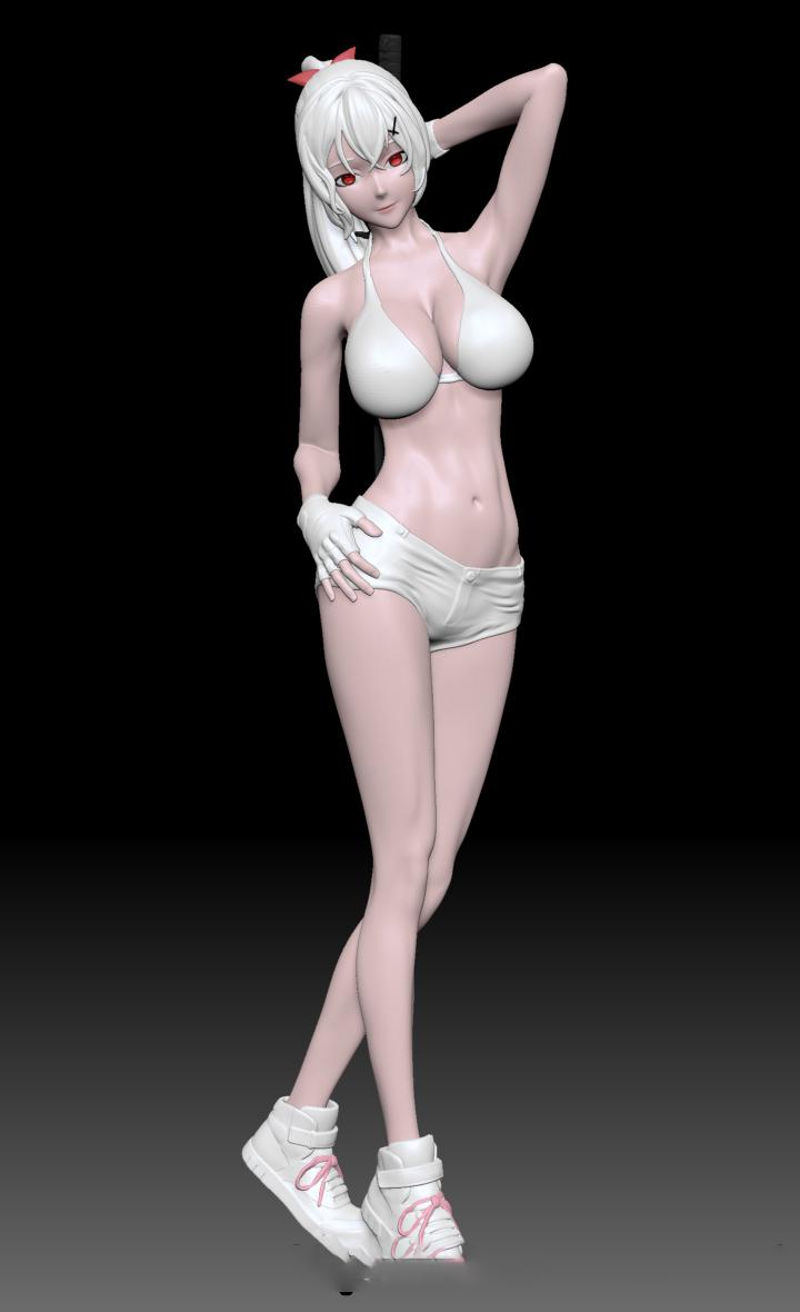 馬尾女孩3D打印模型