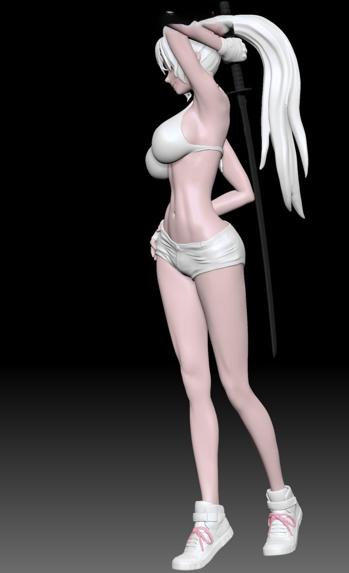 馬尾女孩3D打印模型