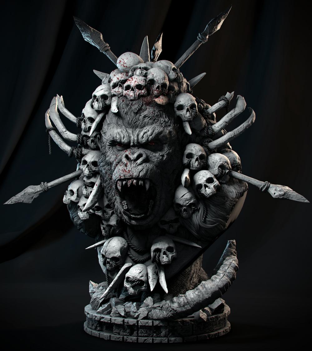 金剛 胸雕 頭像3D打印模型