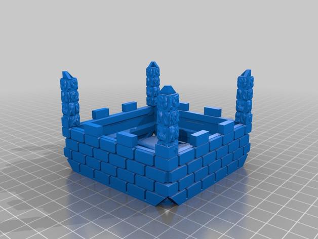 中世紀(jì)城堡教堂帶人物場(chǎng)景3D打印模型