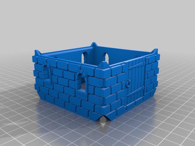 中世紀(jì)城堡教堂帶人物場(chǎng)景3D打印模型