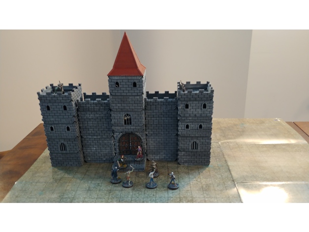 中世紀(jì)城堡教堂帶人物場(chǎng)景3D打印模型