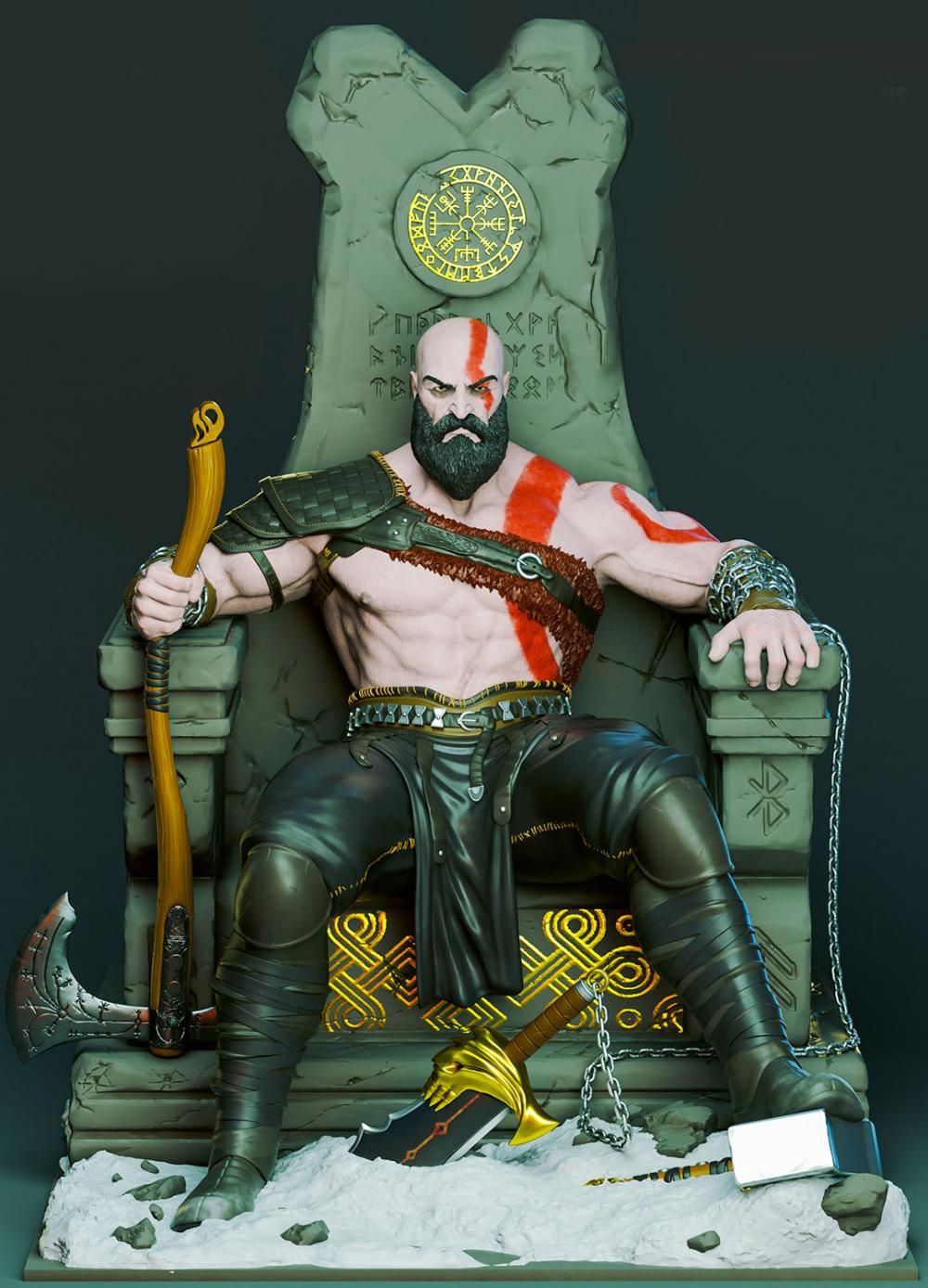 戰(zhàn)神 奎爺王座版3D打印模型