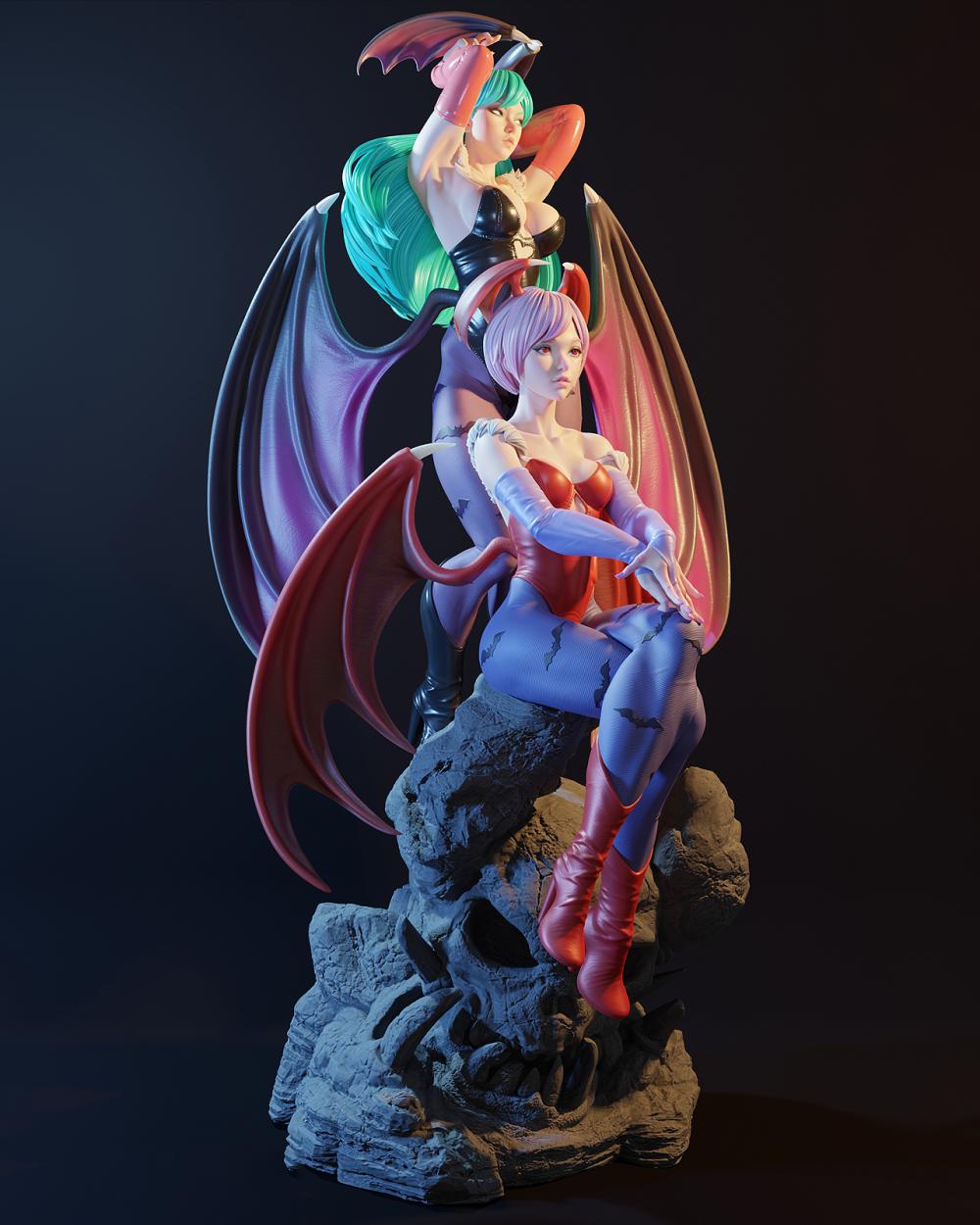 惡魔戰(zhàn)士 莫妮卡和莉莉絲3D打印模型