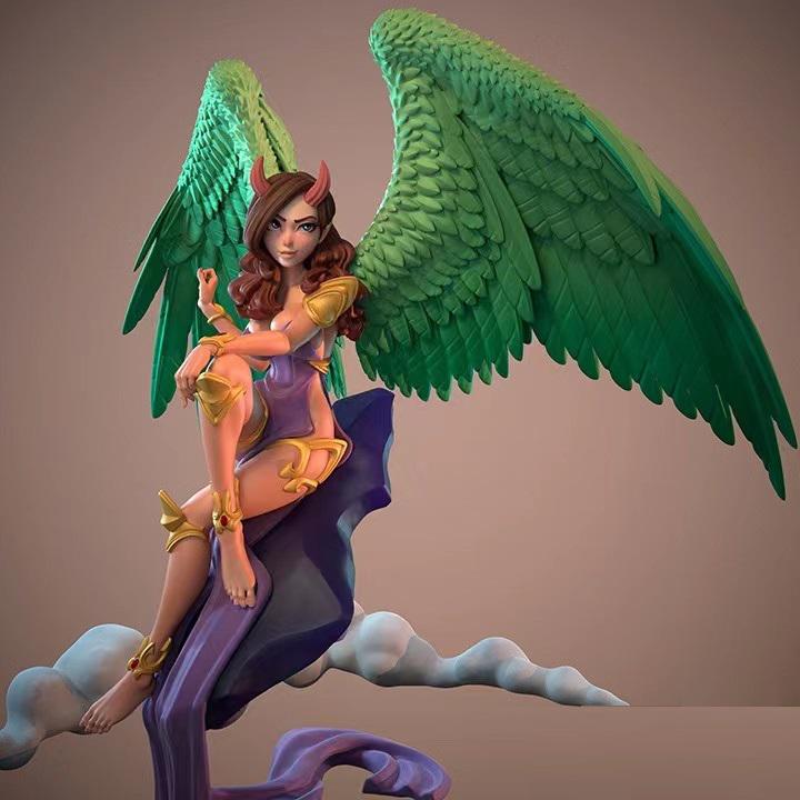 天使與惡魔 雙體 三頭3D打印模型