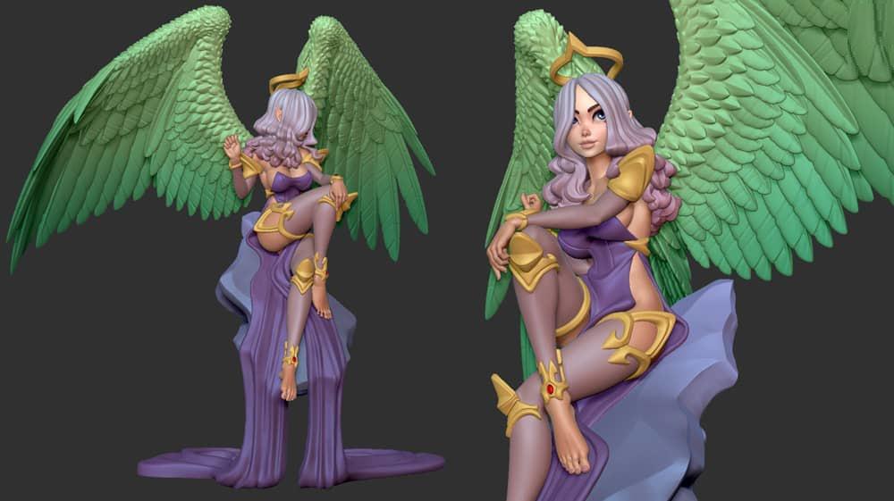 天使與惡魔 雙體 三頭3D打印模型