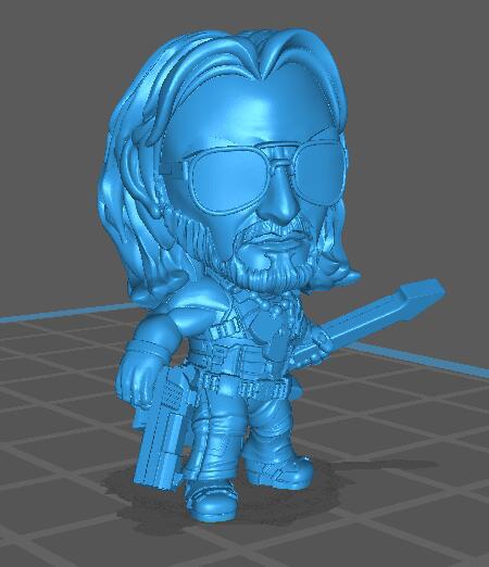 賽博朋克2077強(qiáng)尼銀手Q版3D打印模型