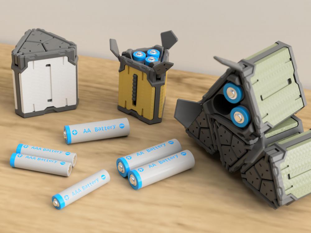 電池倉(cāng) 三角收納倉(cāng) 7號(hào)+5號(hào)3D打印模型