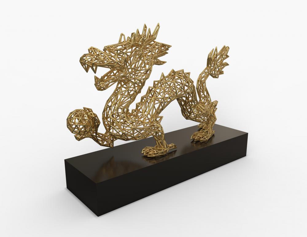 鏤空藝術品-龍3D打印模型